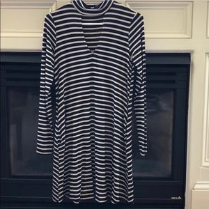 Socialite Black and White Striped Dress